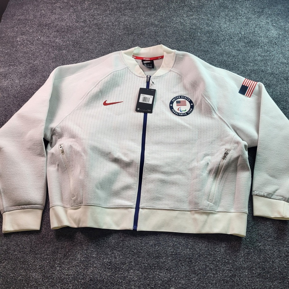 Nike Womens USA Paralympic Team 2020 Jacket XXL White Red Blue Zip Front